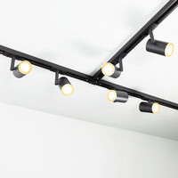 Set med 1-fas skensystem på 1,5 meter och June-spotlights, svart
