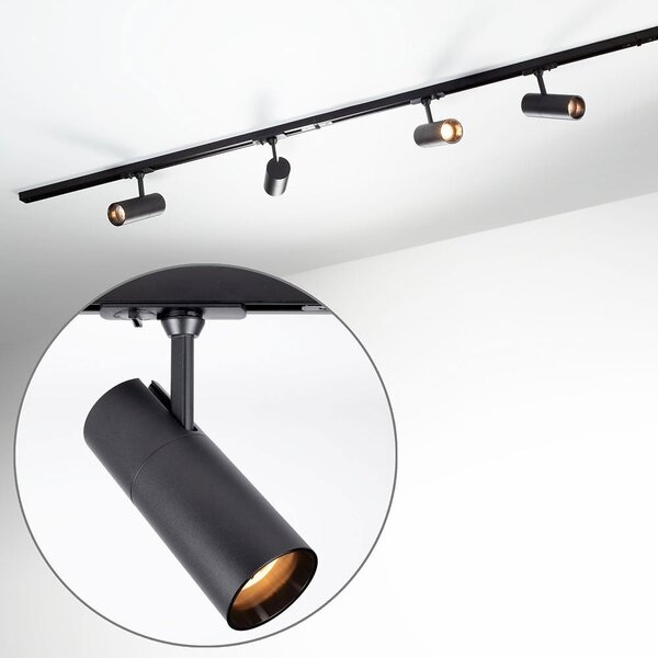 Modernt 1-fas skensystem 1,5 meter med Liam spotlights - svart