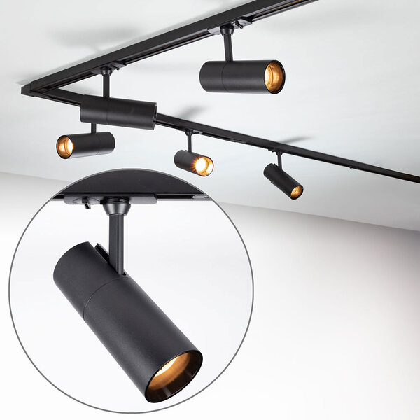 Set med 1-fas skensystem på 3 meter och Liam-spotlights, svart