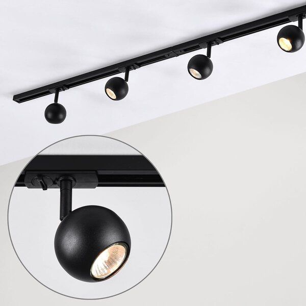 Set med 1-fas skensystem på 1,5 meter och Dex-spotlights, svart