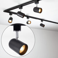 Set med 1-fas skensystem på 3 meter och Collin-spotlights, svart