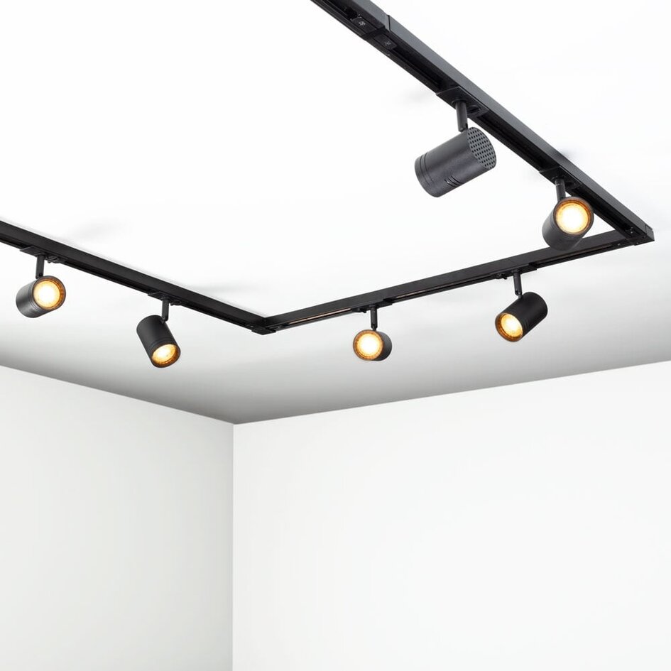Set med 1-fas skensystem på 1,5 meter och Jamie-spotlights, svart