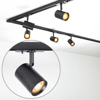 Set med 1-fas skensystem på 3 meter och Jamie-spotlights, svart