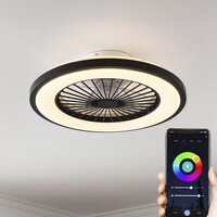 Smart svart takfläkt inkl. fjärrkontroll, TUYA Wifi-app och RGB-funktion - Starry