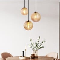 Design taklampa i bärnstensfärgat glas, 3-ljus - Sila