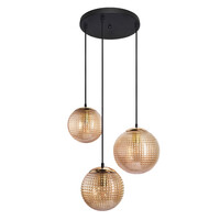 Design taklampa i bärnstensfärgat glas, 3-ljus - Sila