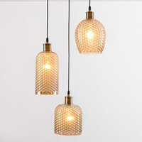 Modern pendellampa Lana med tre lampor - amberfärgat glas