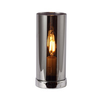 Bordslampa Modesto med grått rökfärgat glas och glänsande fot