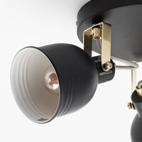 Modern taklampa Laredo med tre lampor - mattsvart och guld