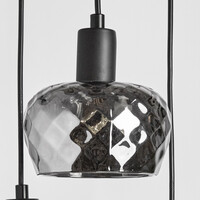 Matt svart taklampa med rökfärgat grått glas 3-ljus - Reno
