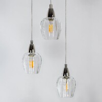 Pendellampa Virginia med tre lampor - krom och transparent glas