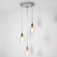 Pendellampa Virginia med tre lampor - krom och transparent glas