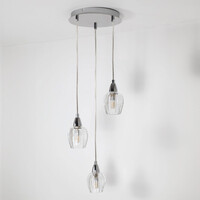 Pendellampa Virginia med tre lampor - krom och transparent glas