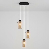 Modern matt svart taklampa med rökgrått glas 3-ljus - Akron