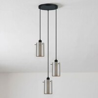 Modern matt svart taklampa med rökgrått glas 3-ljus - Akron