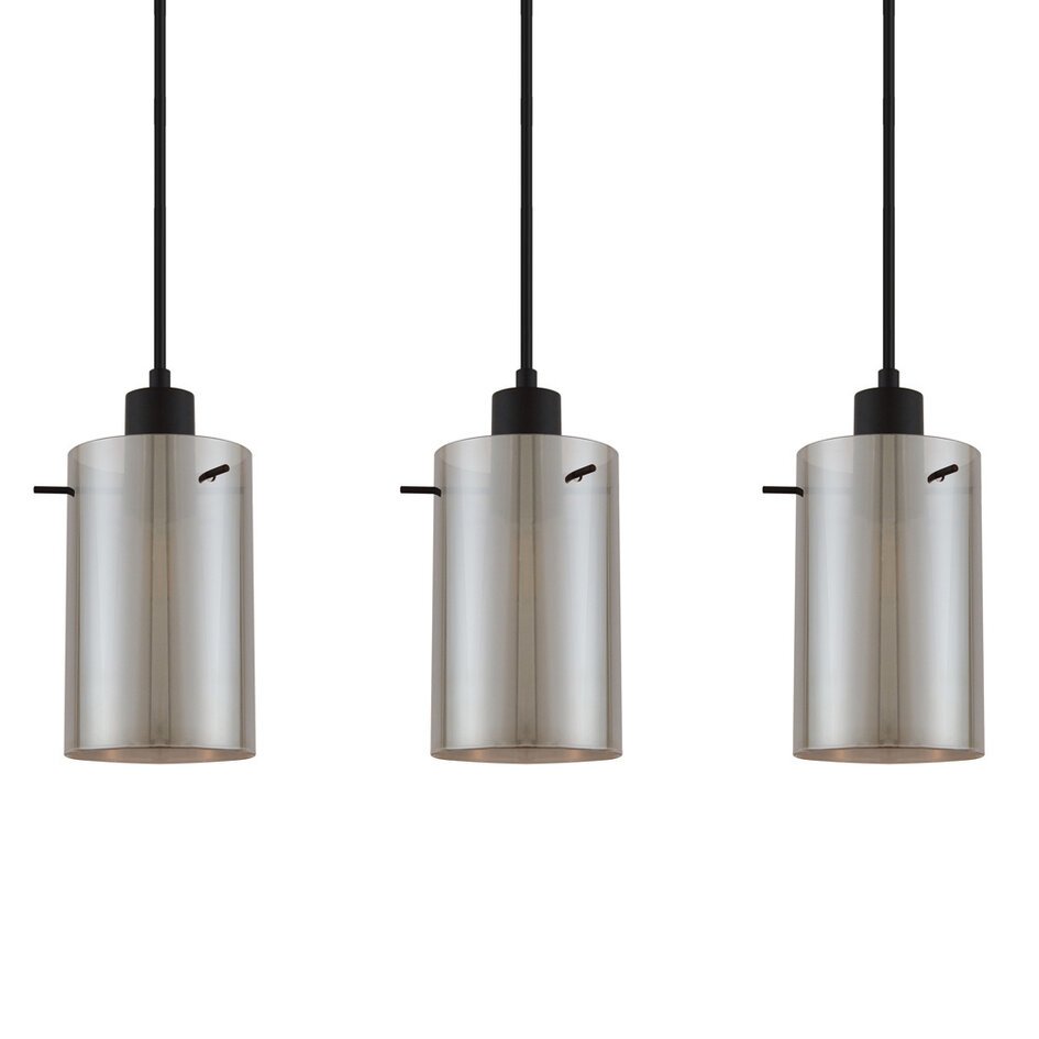 Matt svart taklampa med rökgrått glas 5-ljus Texas