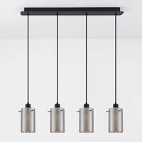 Pendellampa Worth med fyra lampor - mattsvart och rökfärgat glas