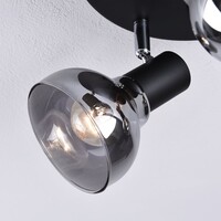 Modern takspotlight Atlanta med tre lampor, mattsvart med rökgrått glas