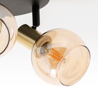 Matt svart med sandguld takspotlight och bärnstensfärgat glas 3-ljus - Oakland