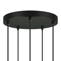 Designad pendellampa Boise med fem lampor - svart och rökfärgat glas