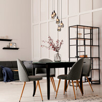 Designad pendellampa Boise med fem lampor - svart och rökfärgat glas