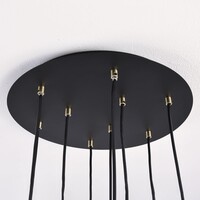 Designad pendellampa Hialeah med nio lampor - mattsvart och sandguld
