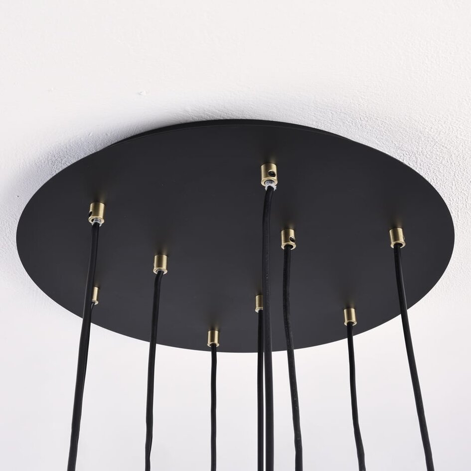 Design matt svart och sandguldfärgad pendellampa 9-ljus - Hialeah