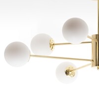Designad taklampa Idaho med åtta lampor - sandguld och mjölkvitt glas