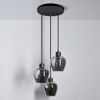 Designad pendellampa Kansas med tre lampor - rökfärgat glas