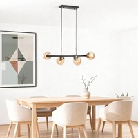 Modern pendellampa Saba med fyra lampor - svart och rökfärgat glas