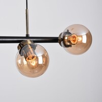 Modern pendellampa Saba med fyra lampor - svart och rökfärgat glas