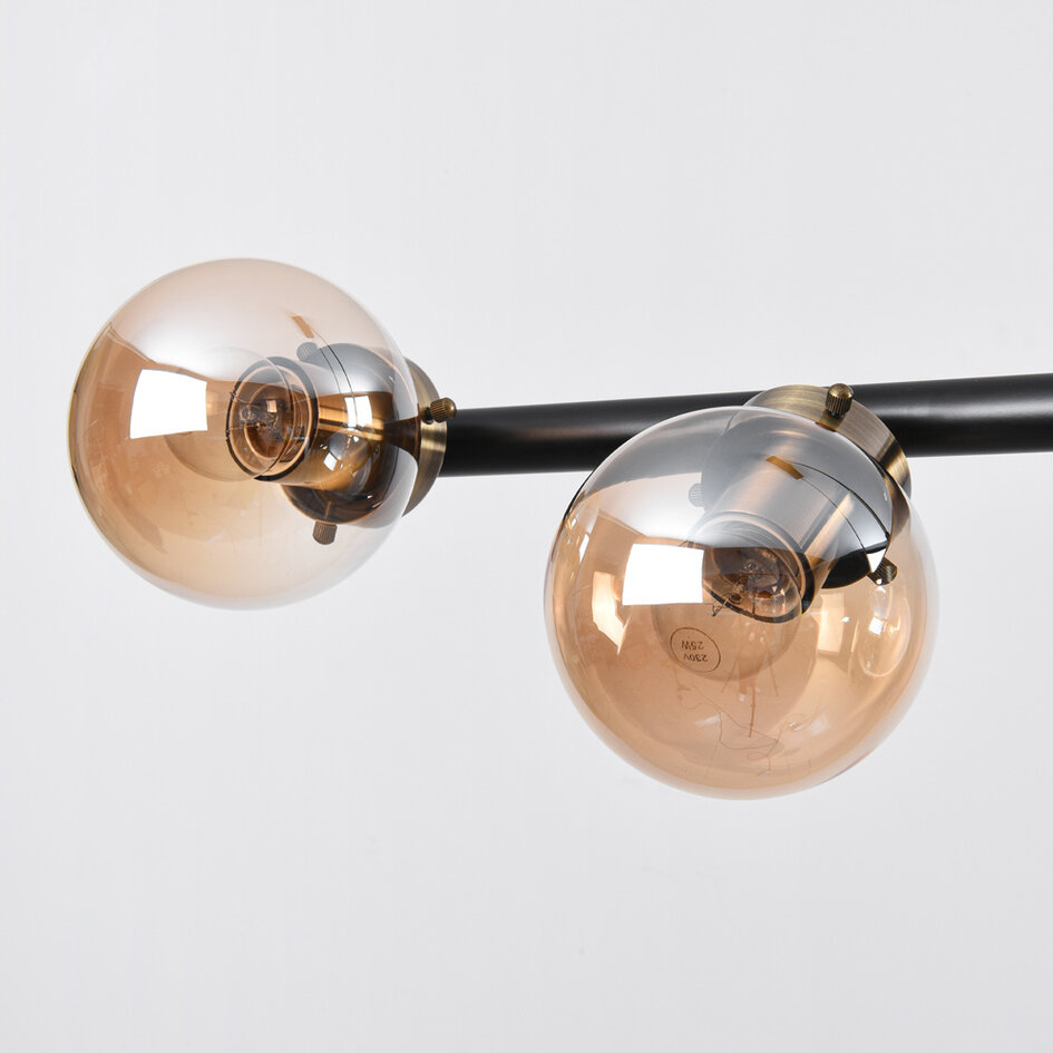 Designad pendellampa Guadeloupe med sex lampor - amberfärgat glas