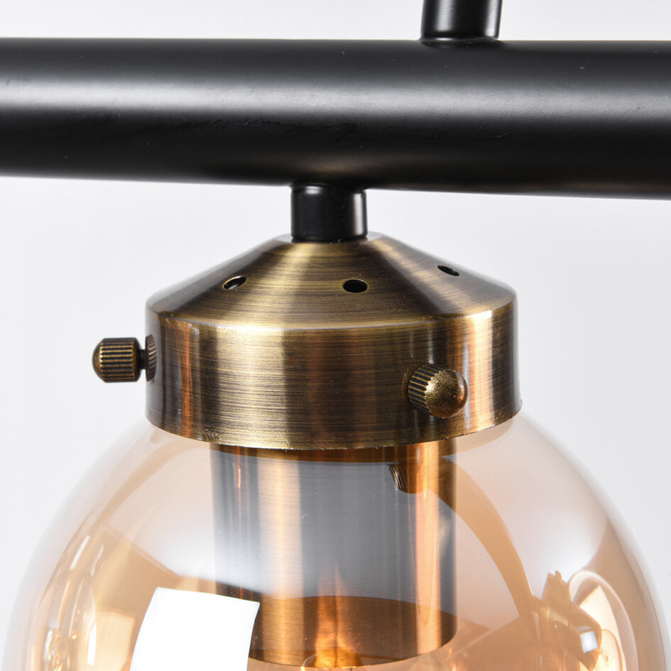 Designad pendellampa Guadeloupe med sex lampor - amberfärgat glas