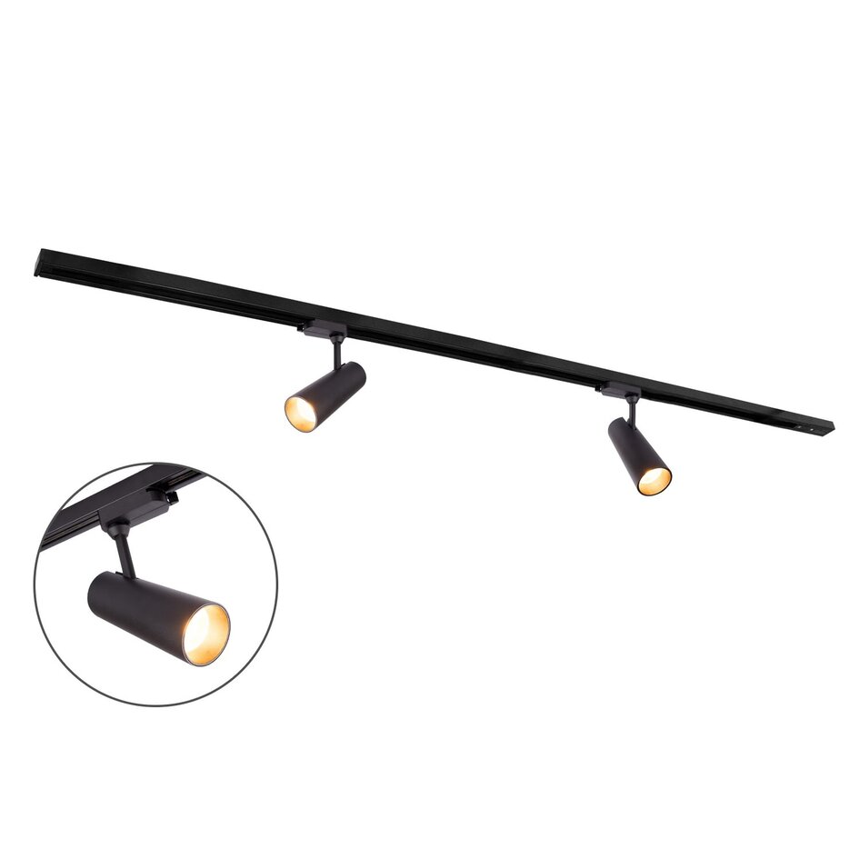 Set med 1-fas skensystem på 1,5 meter och Juliette-spotlights, svart