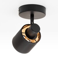 Modern takspotlight Faya med en lampa - svart med tygskärm