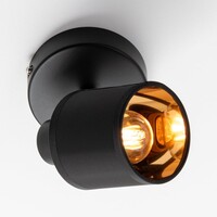 Modern takspotlight Faya med en lampa - svart med tygskärm