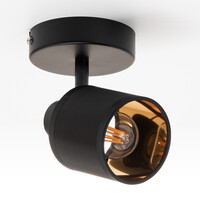 Modern takspotlight Faya med en lampa - svart med tygskärm