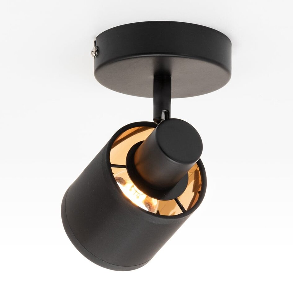 Modern takspotlight Faya med en lampa - svart med tygskärm
