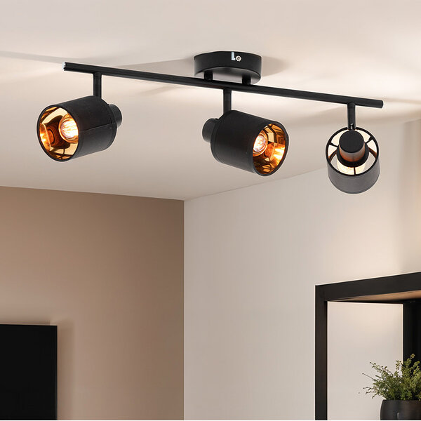 Taklampa Finley med 3 justerbara spotlights - svart