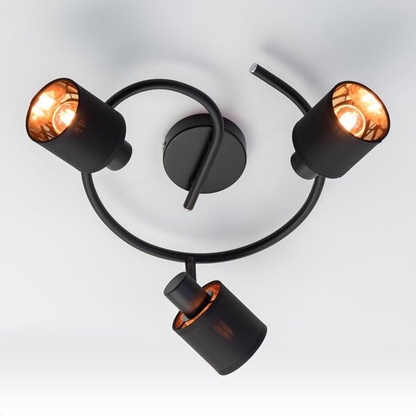 Taklampa Flynn med 3 justerbara spotlights - svart
