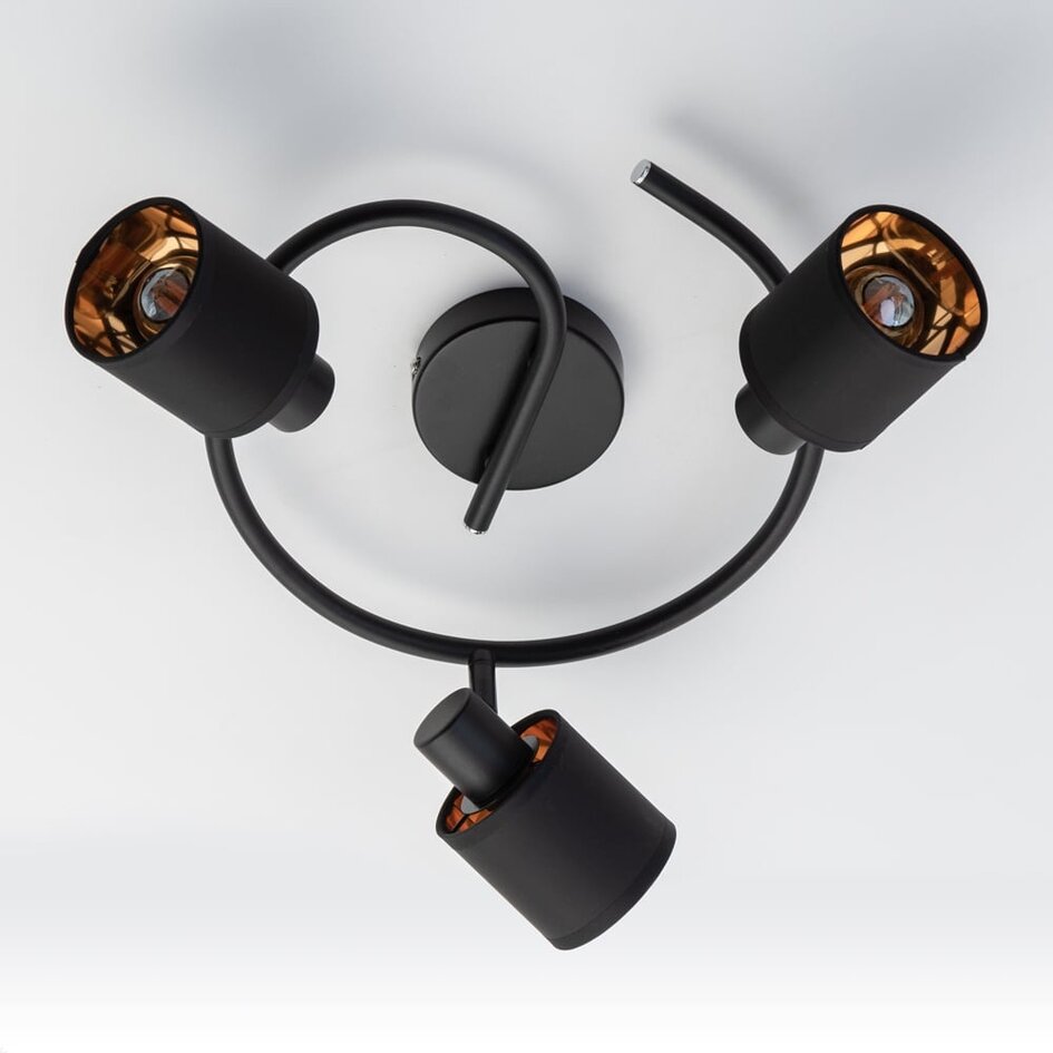 Taklampa Flynn med 3 justerbara spotlights - svart