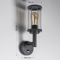 Utomhusvägglampa Pepijn med sensor - antracit