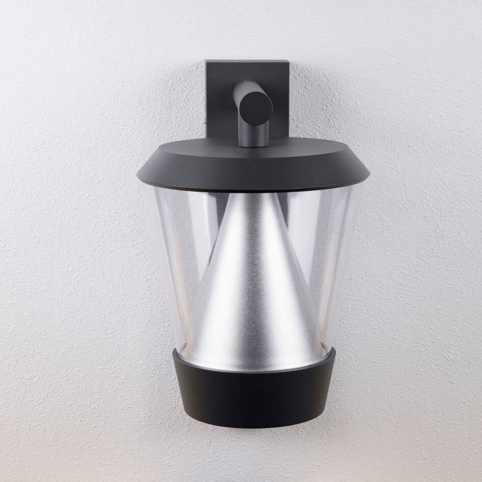 Modern utomhusvägglampa Tygo med sensor - antracit 12W