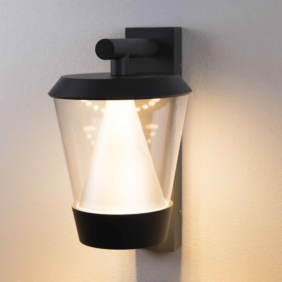 Modern utomhusvägglampa Tygo med sensor - antracit 12W