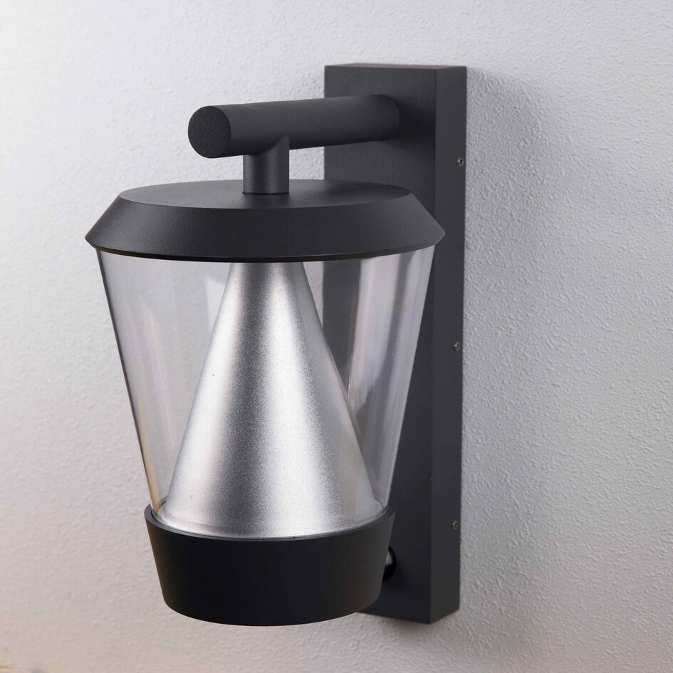 Modern utomhusvägglampa Tygo med sensor - antracit 12W