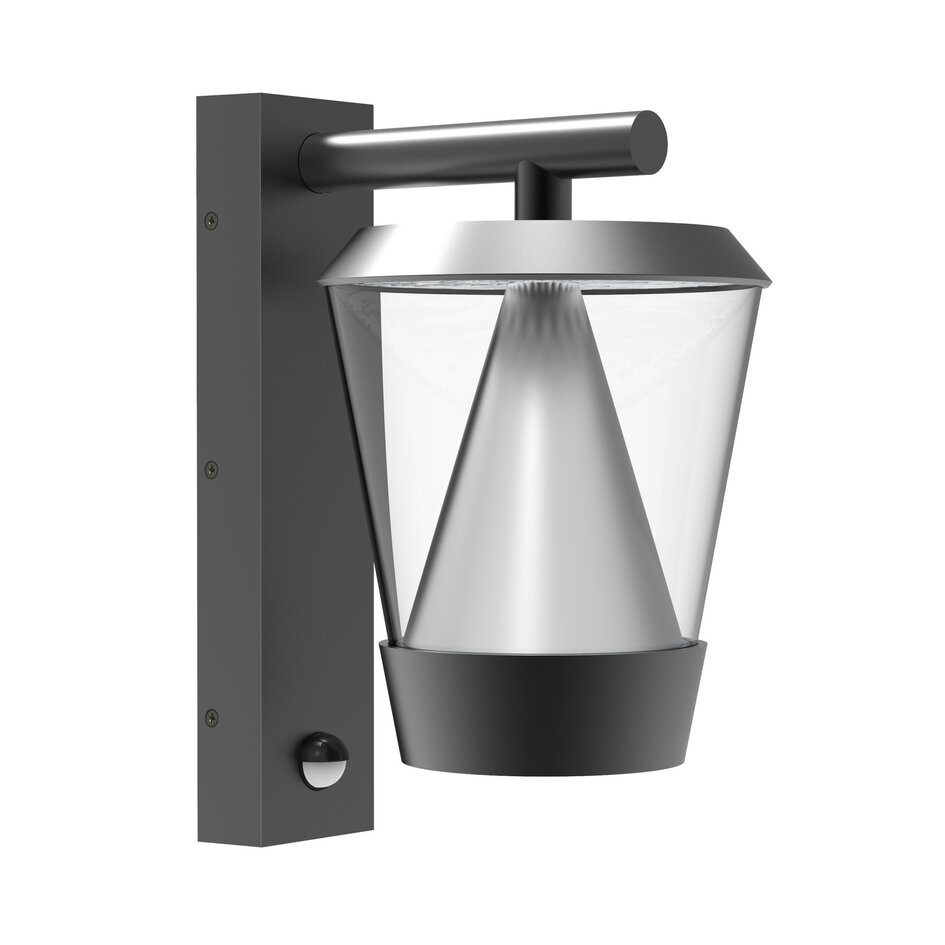 Modern utomhusvägglampa Tygo med sensor - antracit 12W