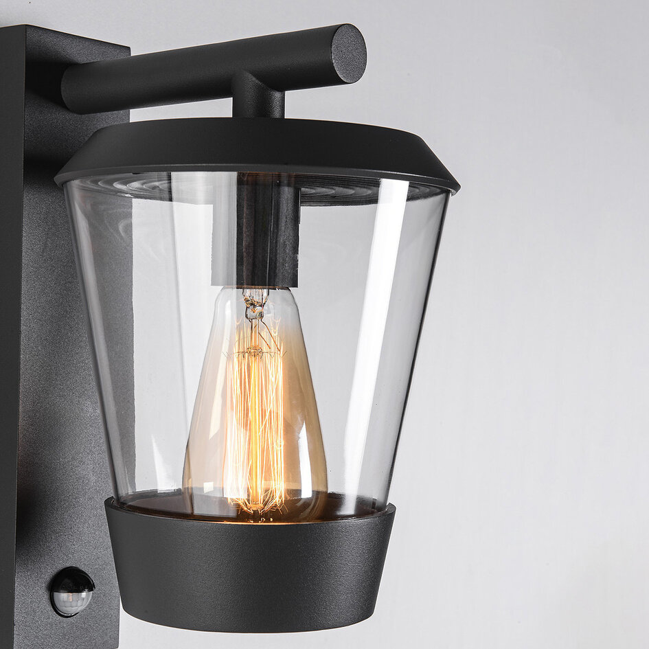 Designad utomhusvägglampa Jonah med sensor - antracit