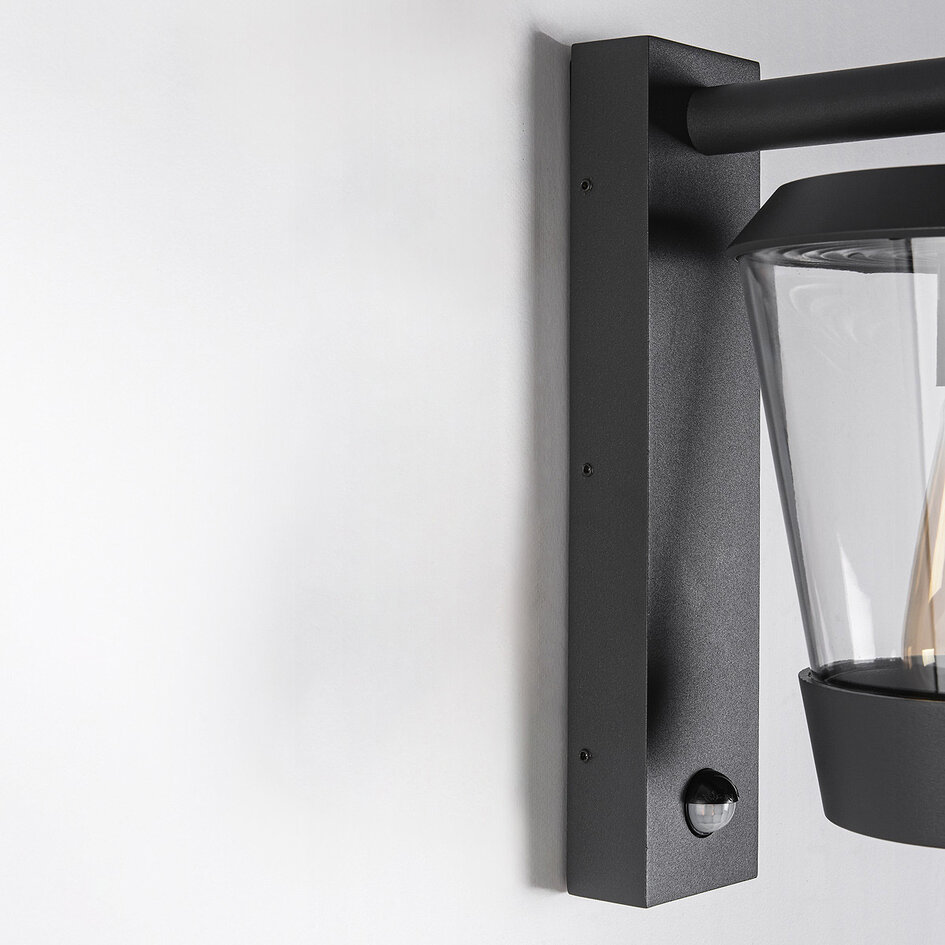 Designad utomhusvägglampa Jonah med sensor - antracit