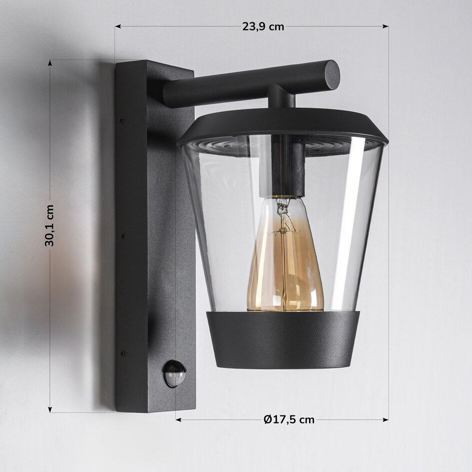 Designad utomhusvägglampa Jonah med sensor - antracit