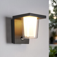 Utomhusvägglampa Lio med sensor - antracit med integrerad LED